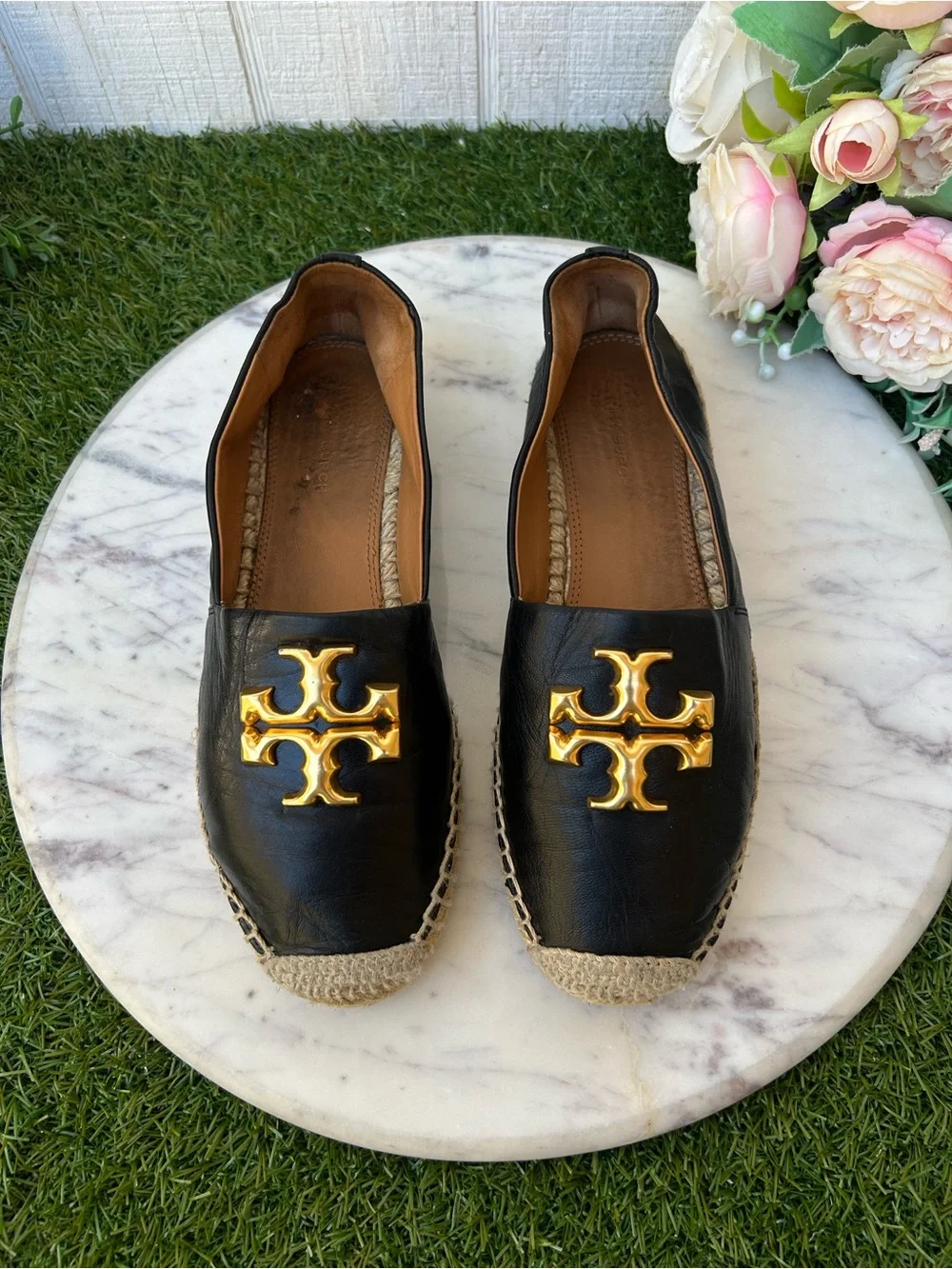 TORY BURCH Eleanor espadrilles Color: Perfect Black size 6.5 gently used